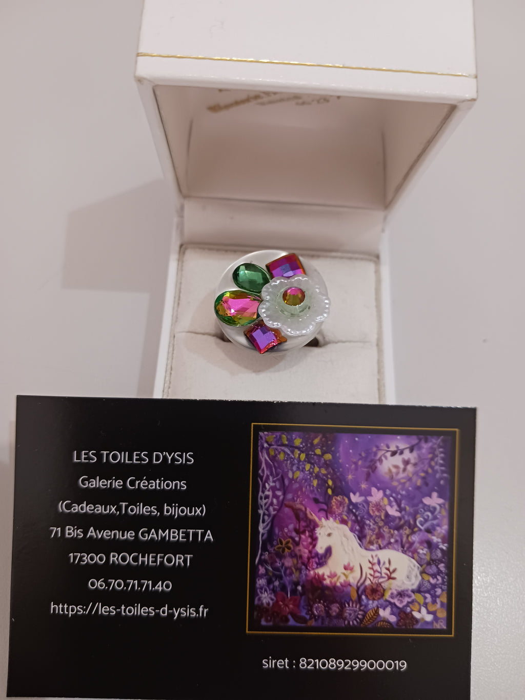 Bague cristal rose vert