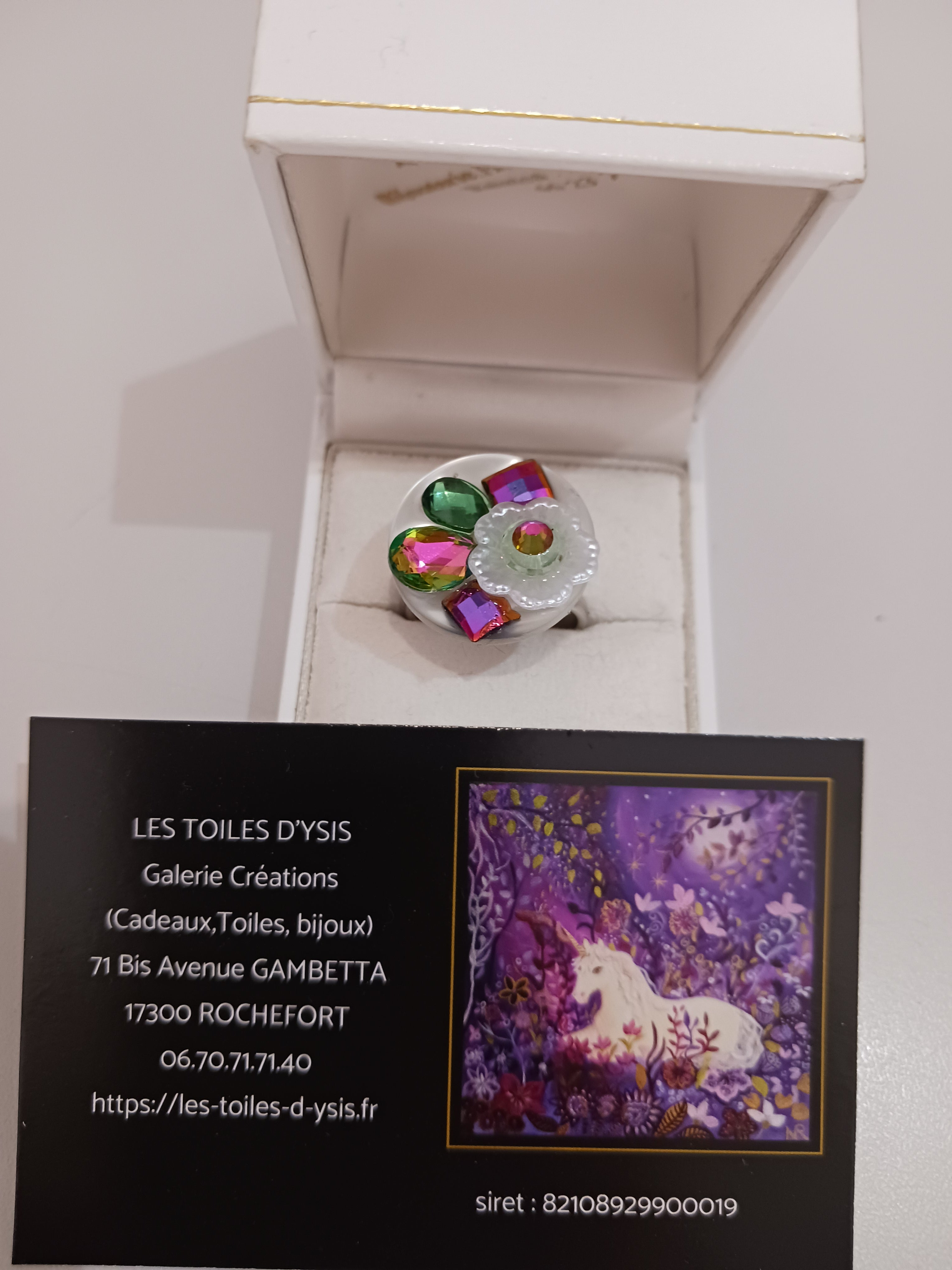 Bague cristal rose vert