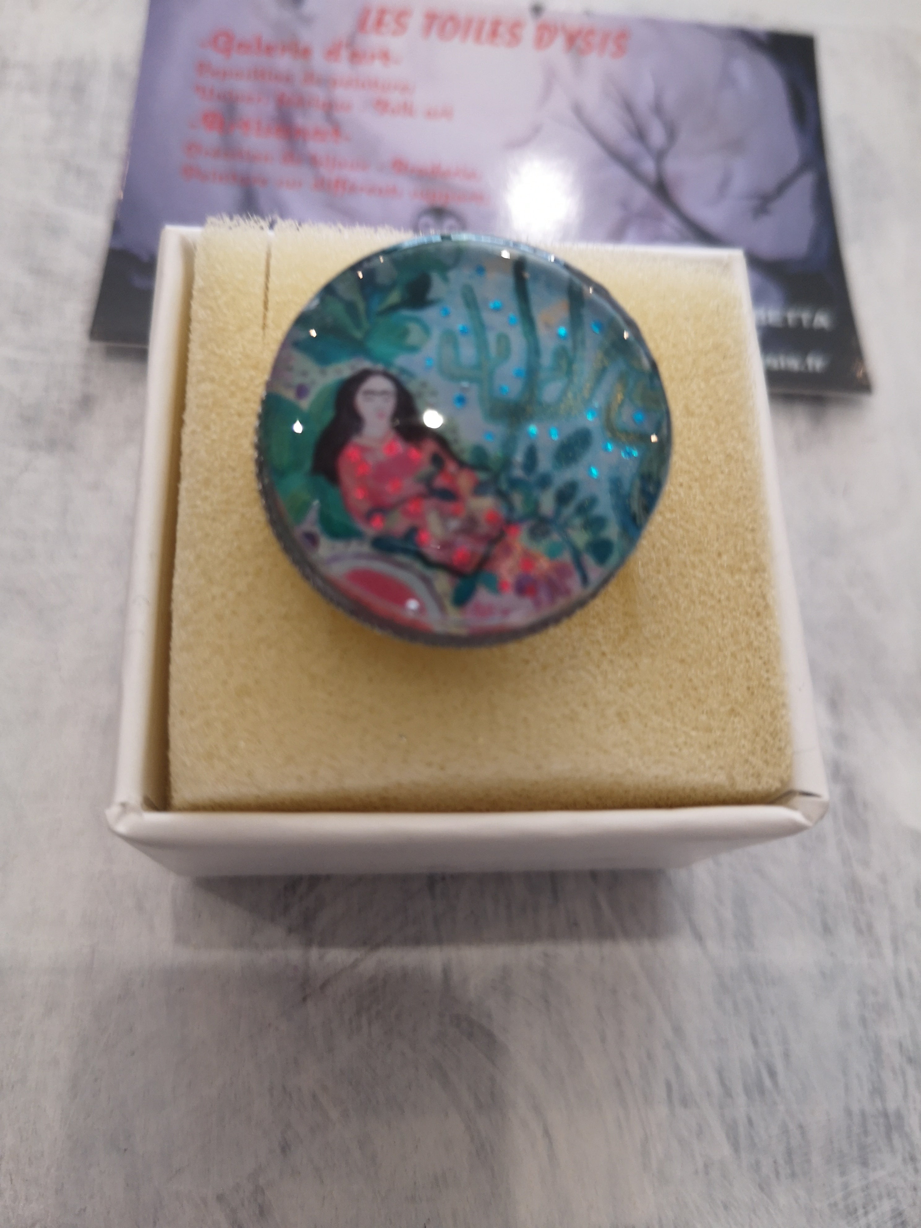 bague turquoise et rouge