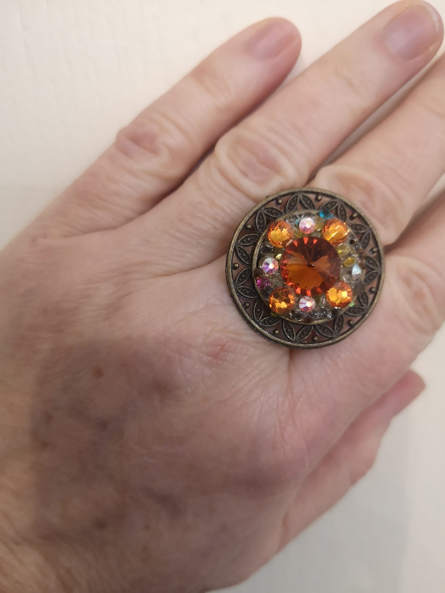 bague marron orangé rose
