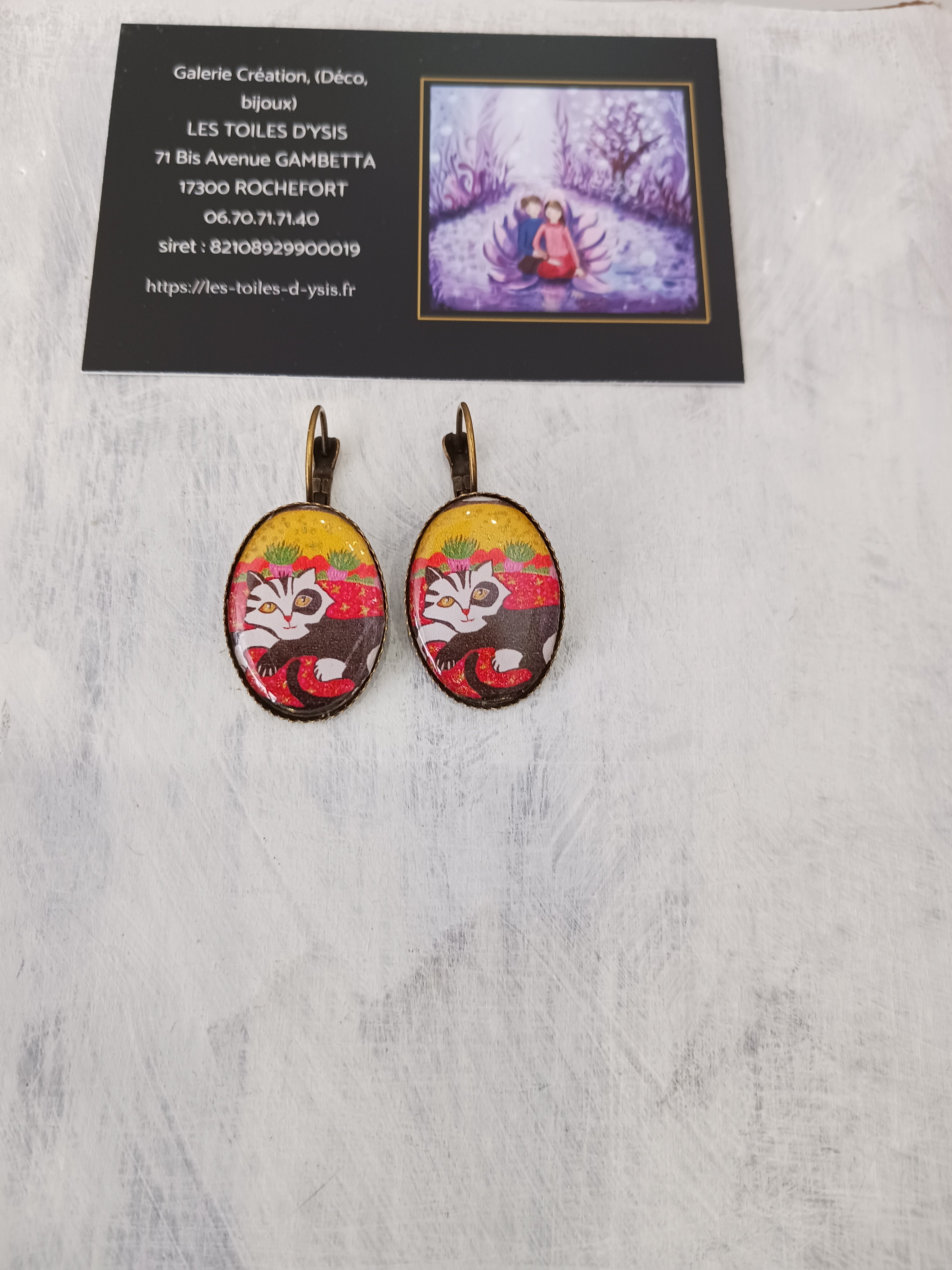 boucles dormeuses rouge et jaune