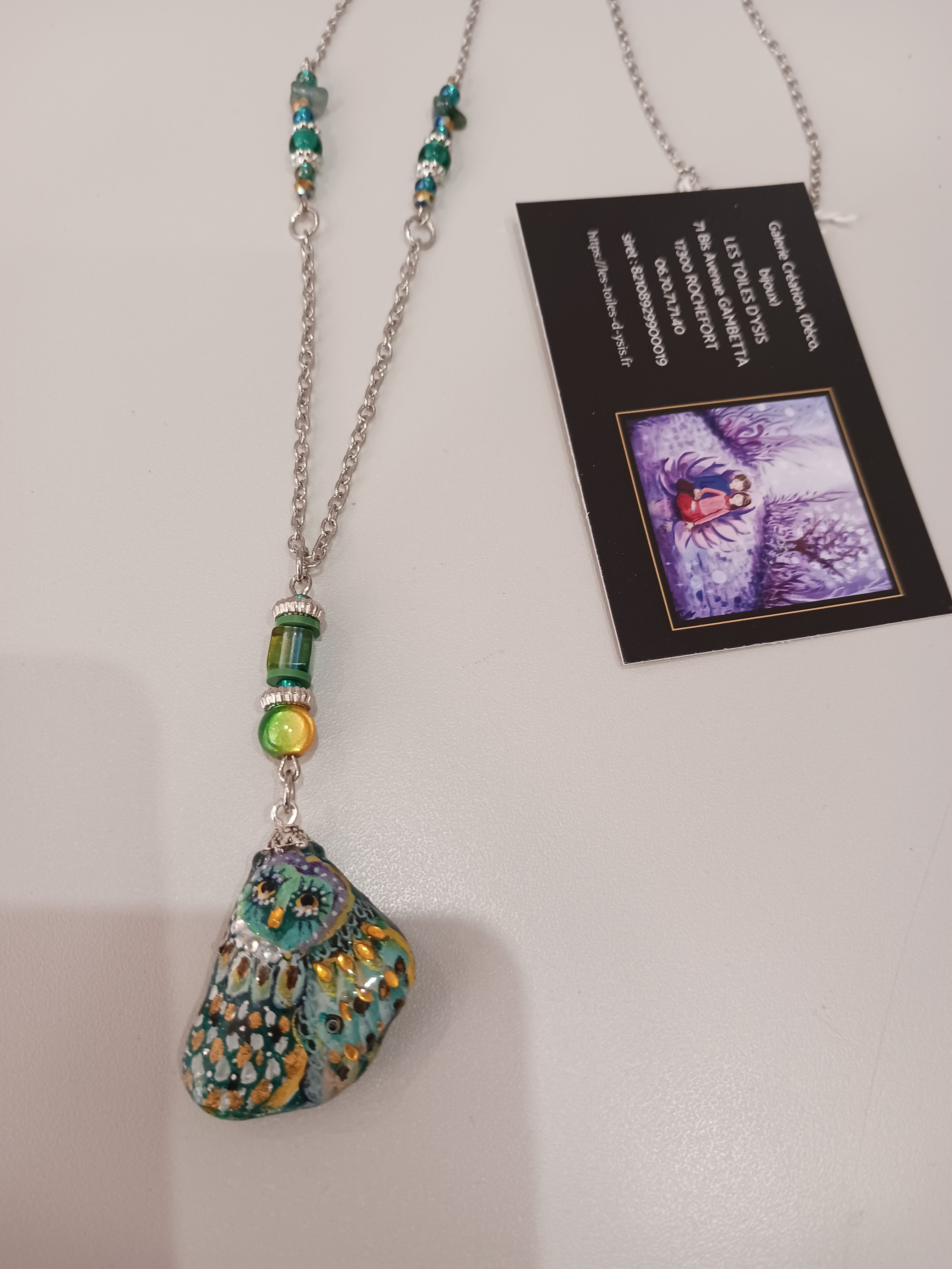 collier vert et jaune fait main 