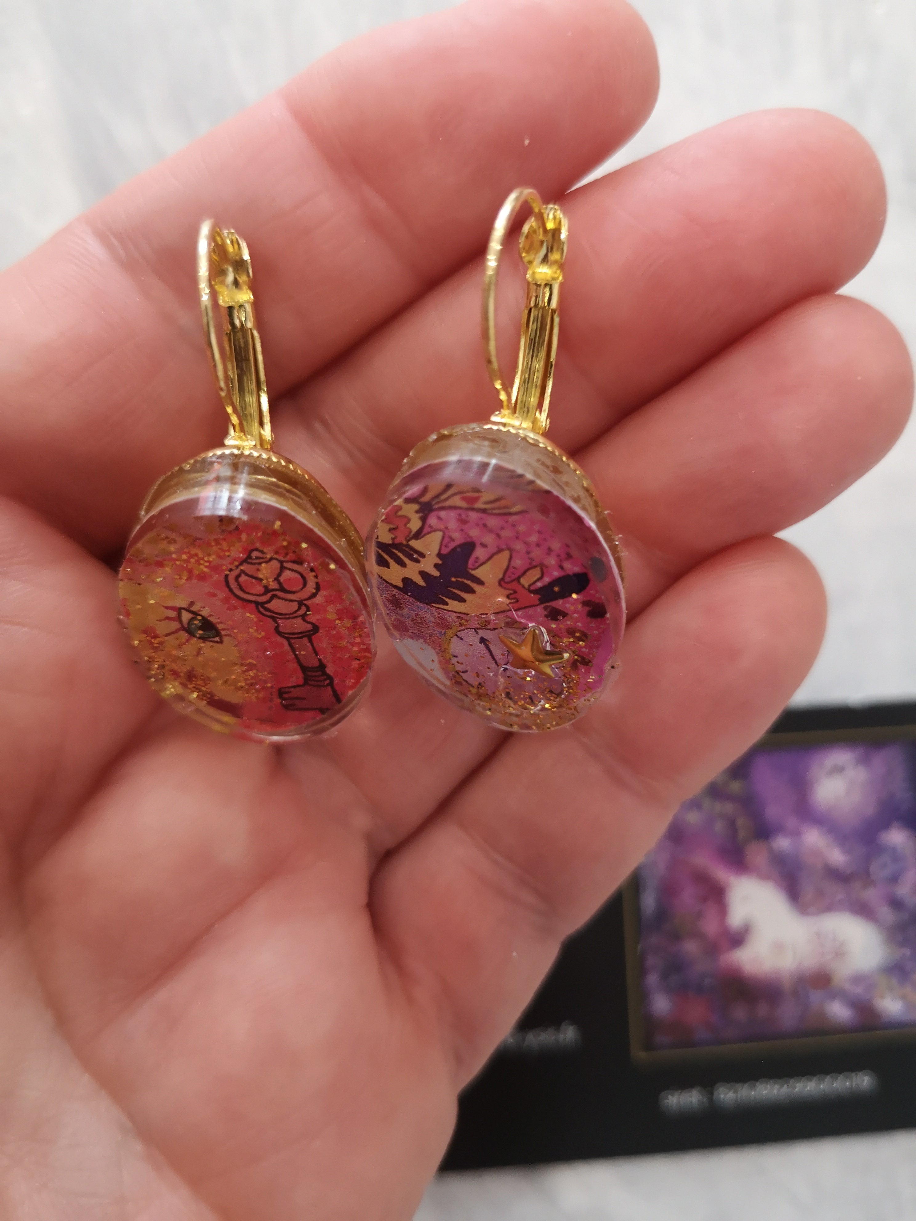boucles dormeuses rose et or