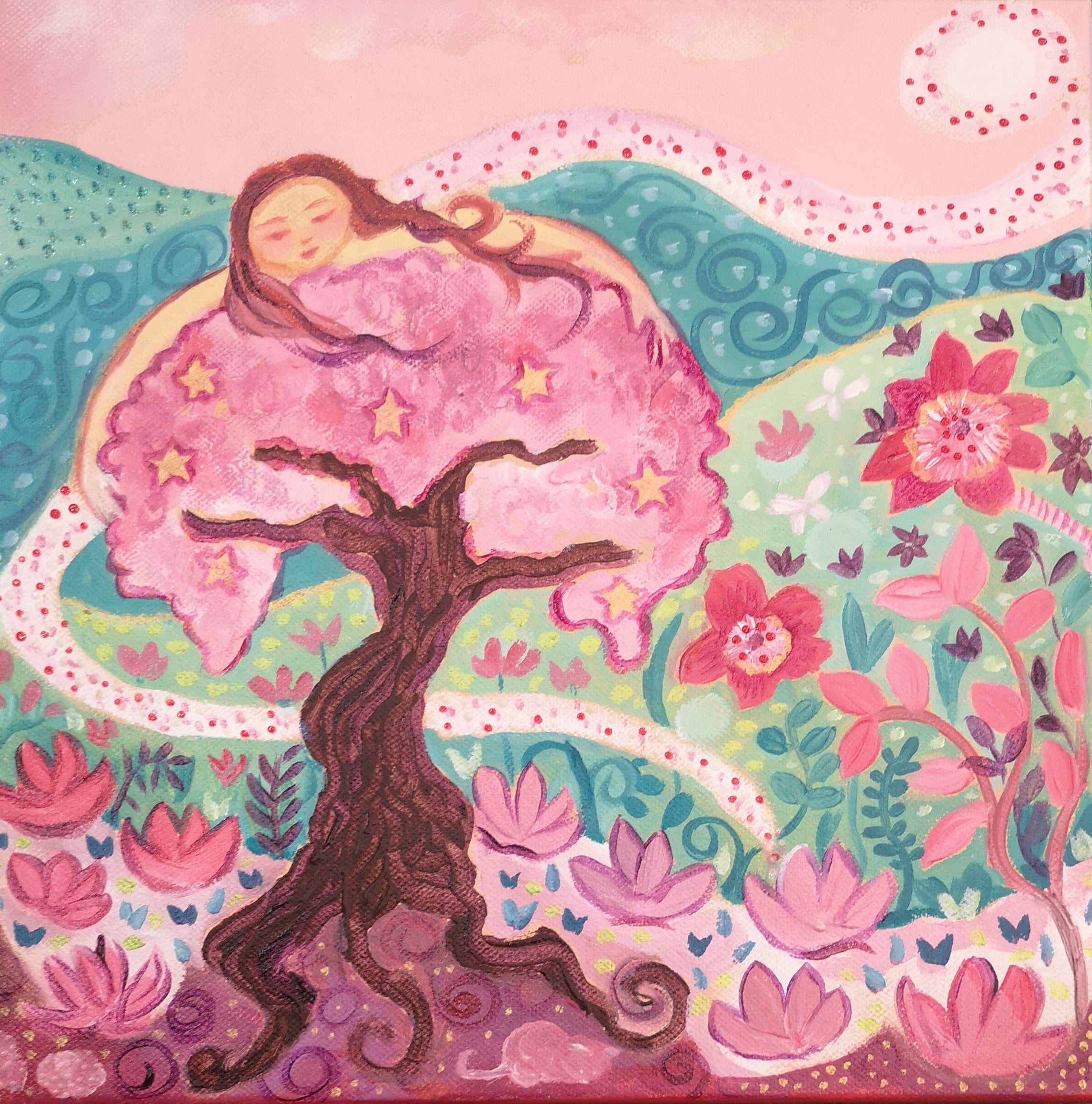 petit tableau rose pour enfant