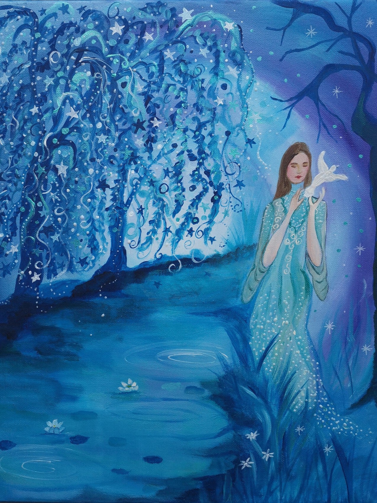 toile bleue romantique