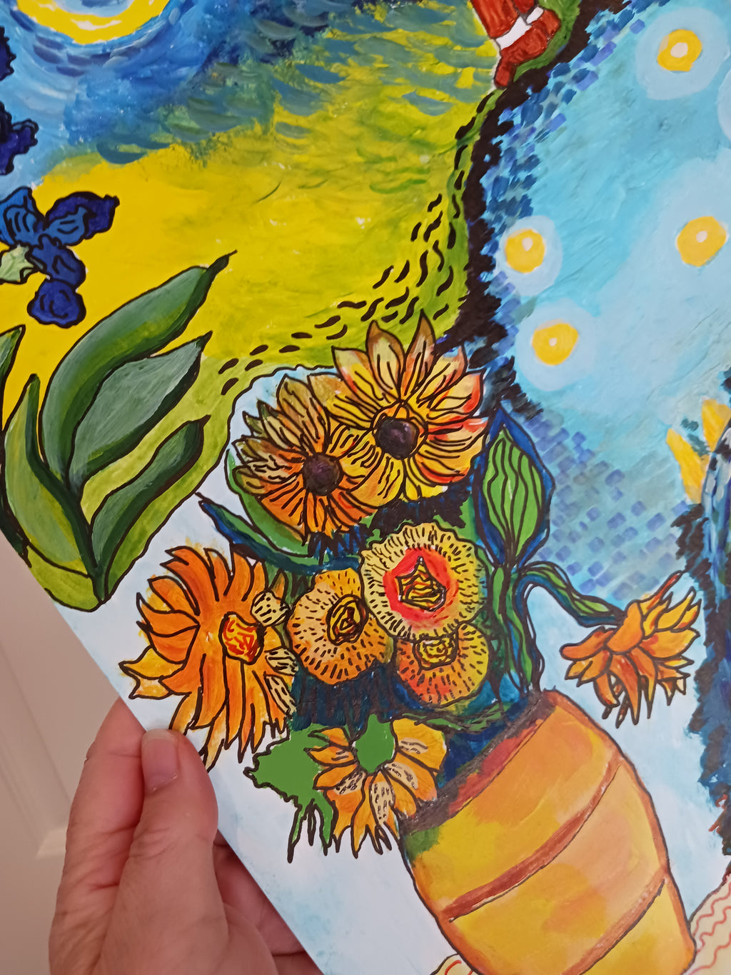 Vase fleurs sur papier