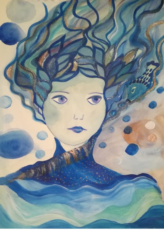 aquarelle bleue