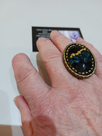 bague bonze bleu canard et noir non soldée !