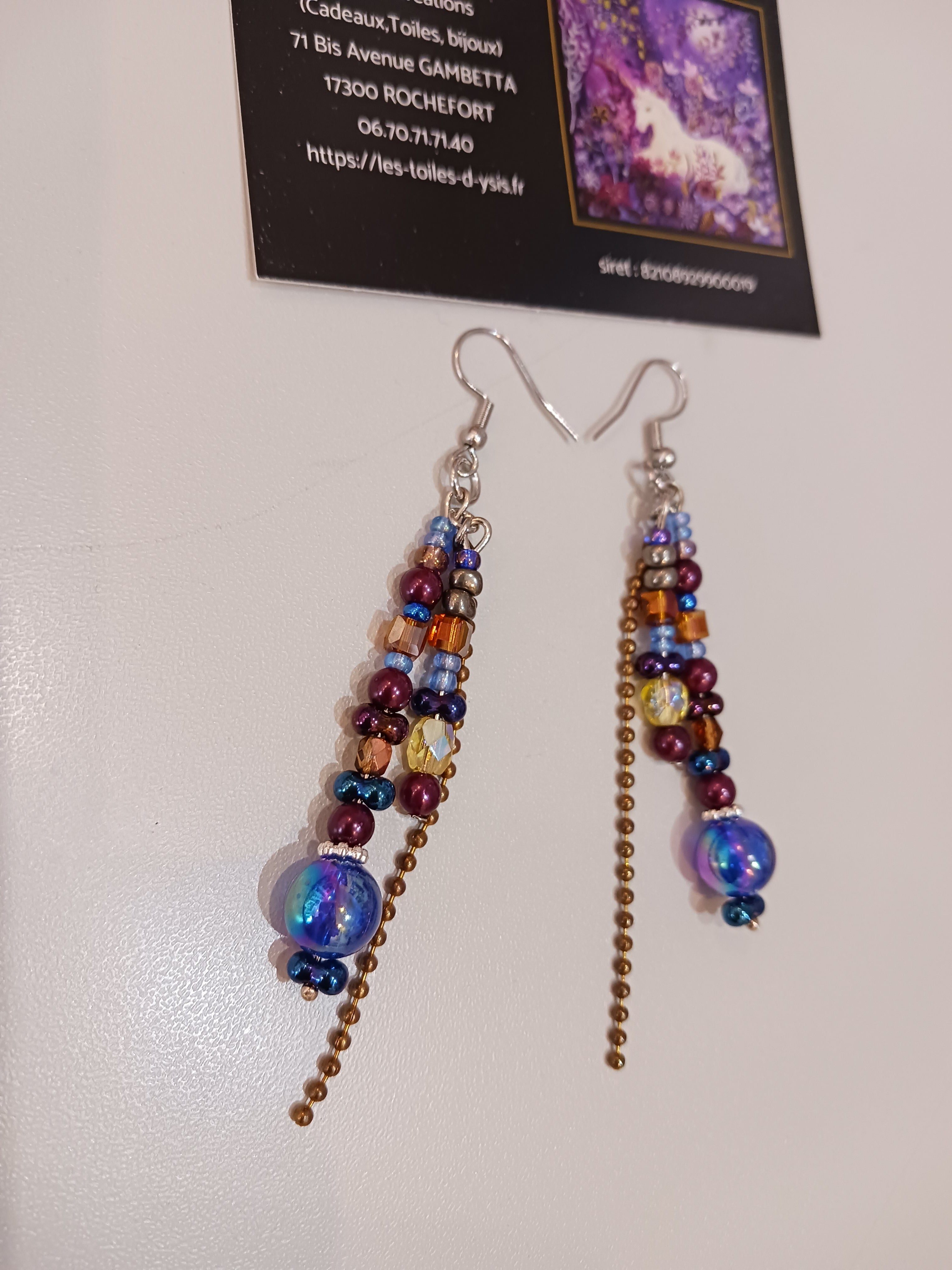 boucles bleue, jaune, bronze, miel