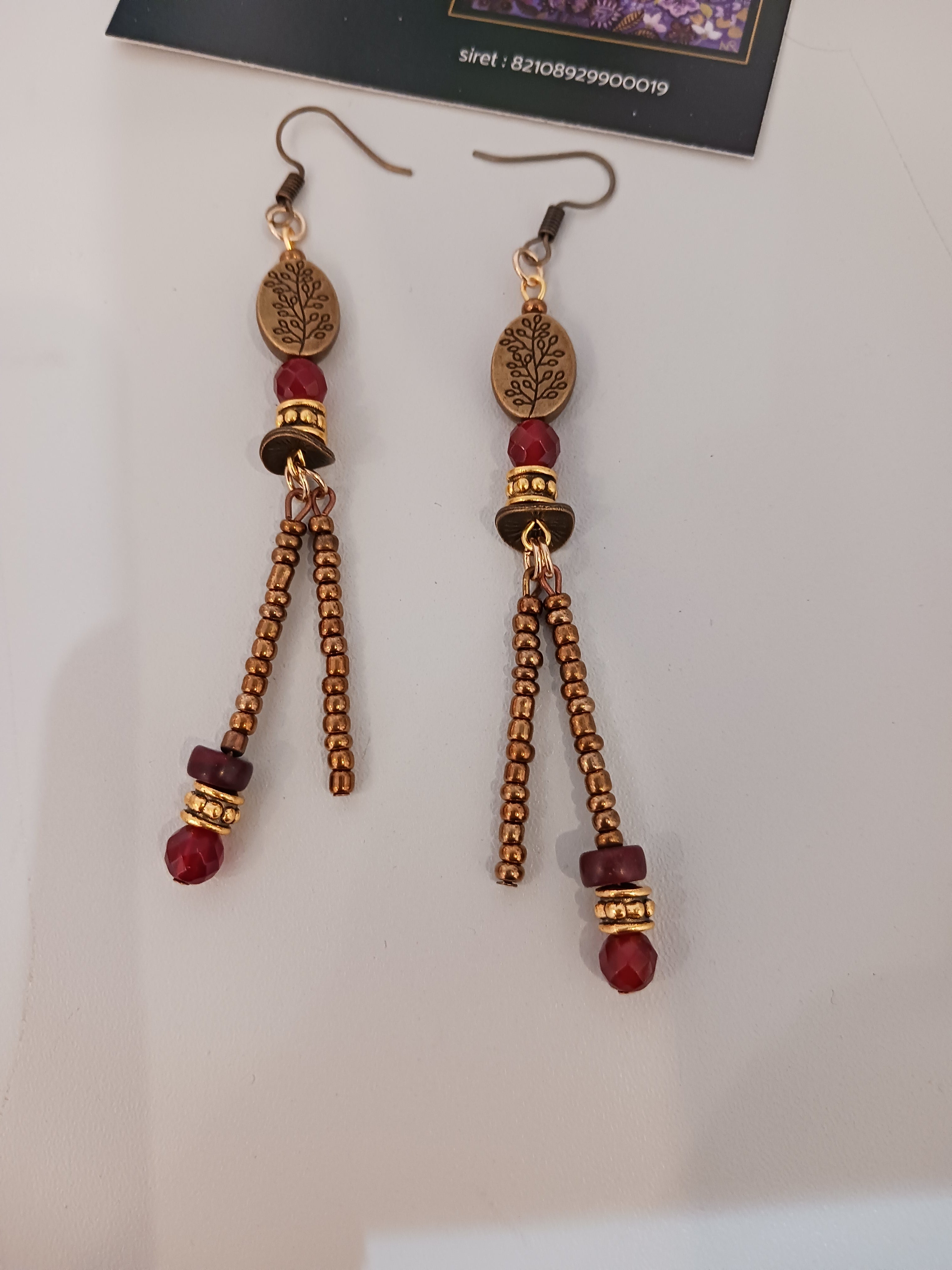boucles pierres cornaline et heishi