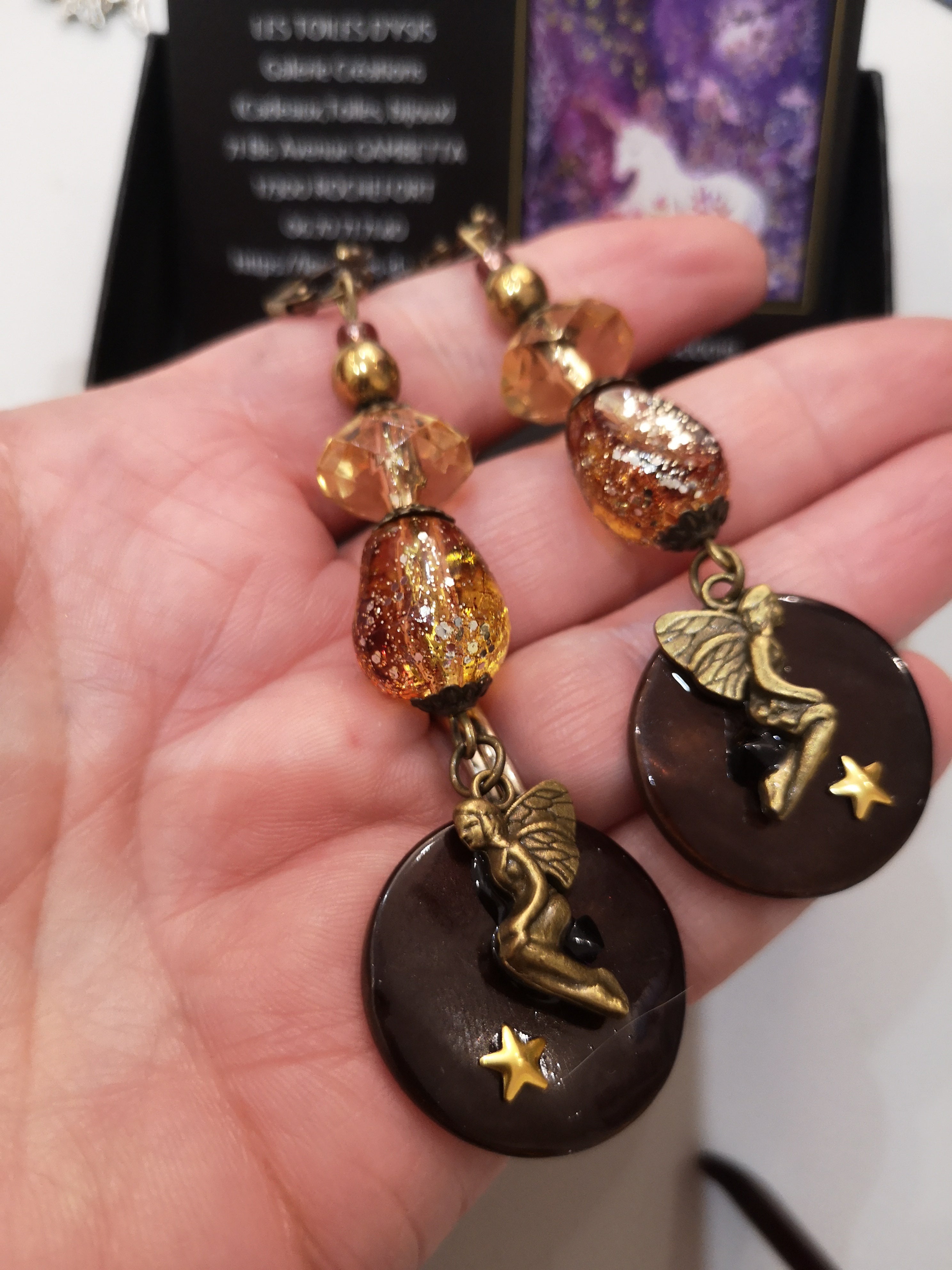 bijoux de création marron et or