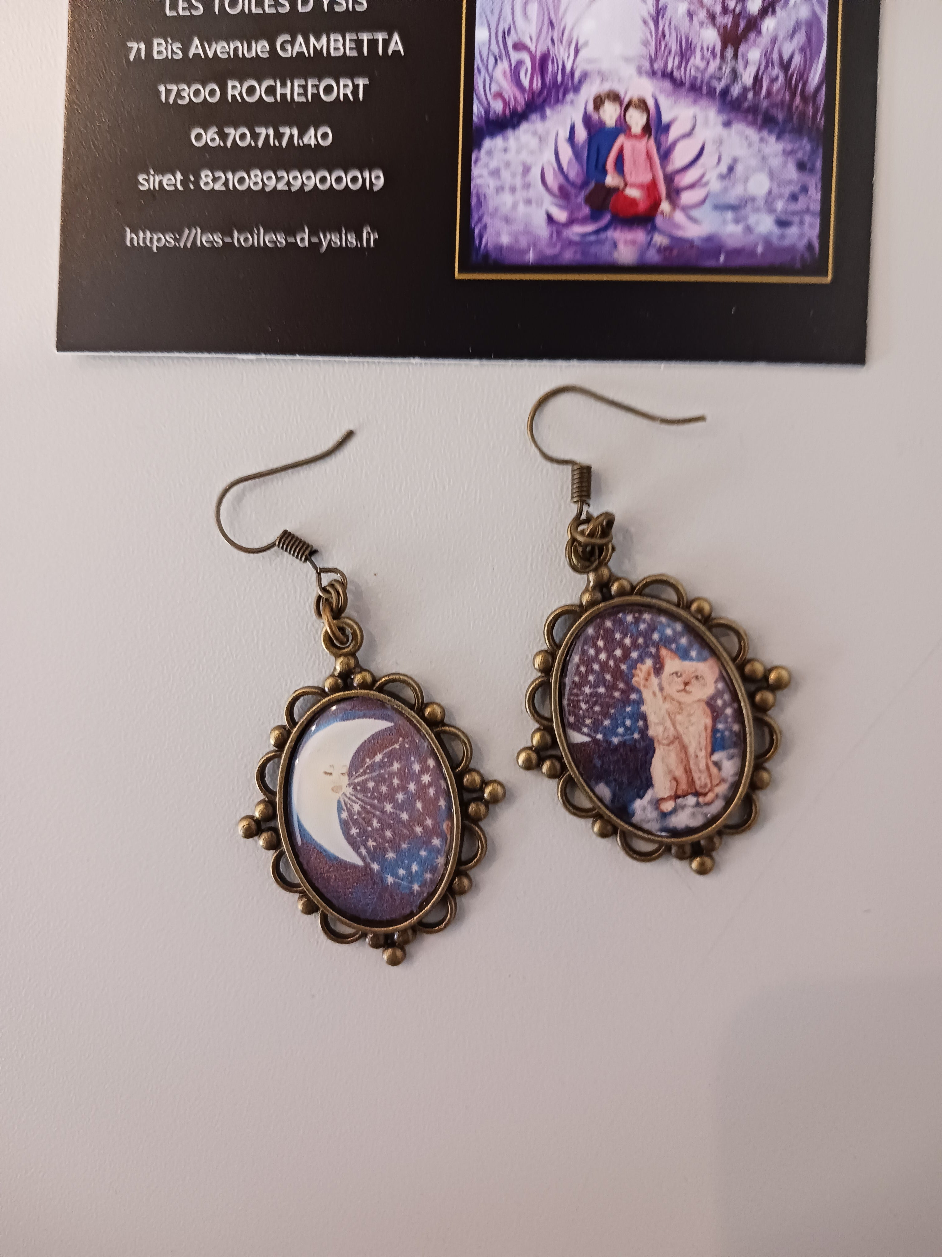 boucles lune chat et étoiles