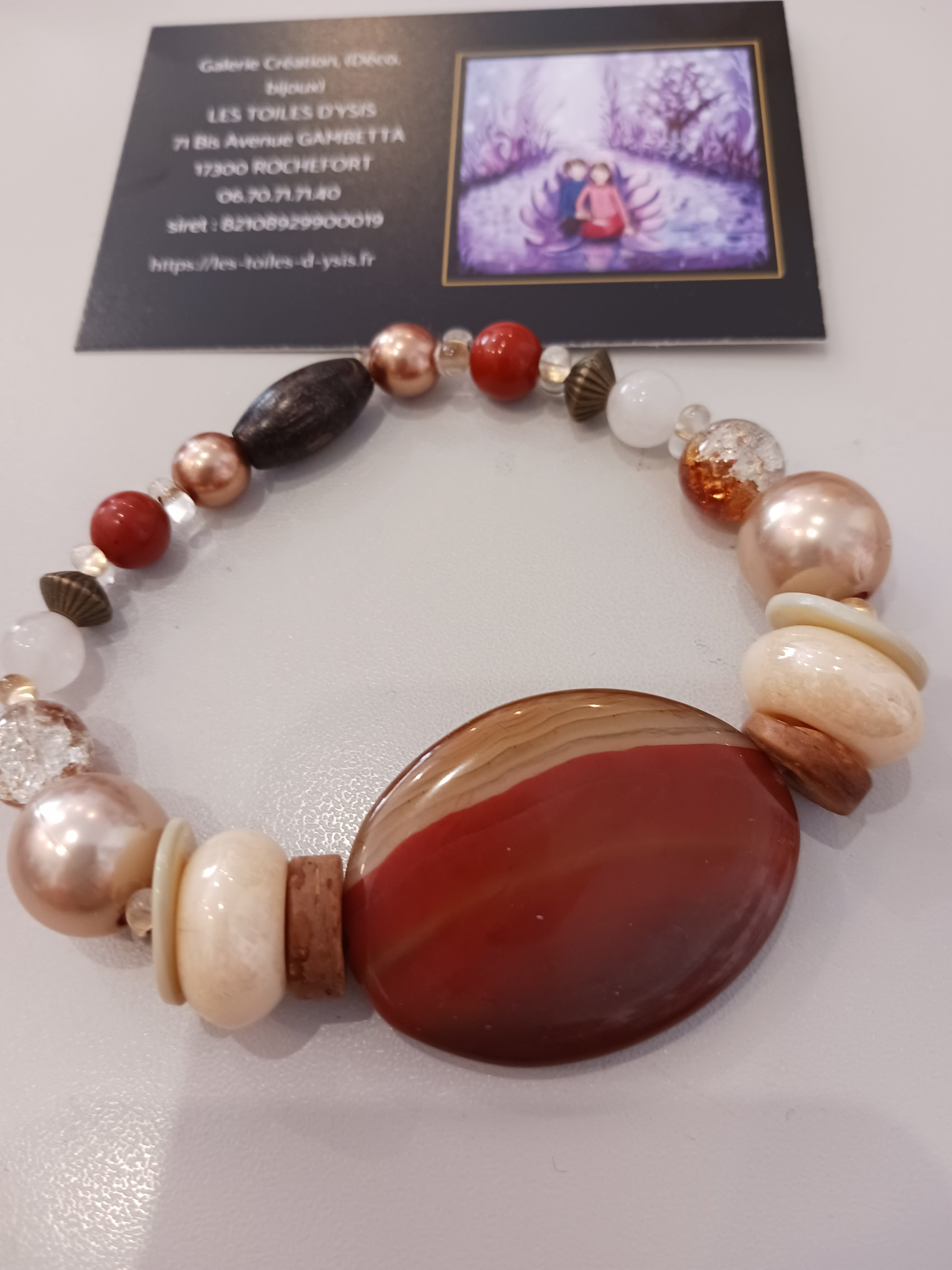 bracelet cornaline et grosses perles