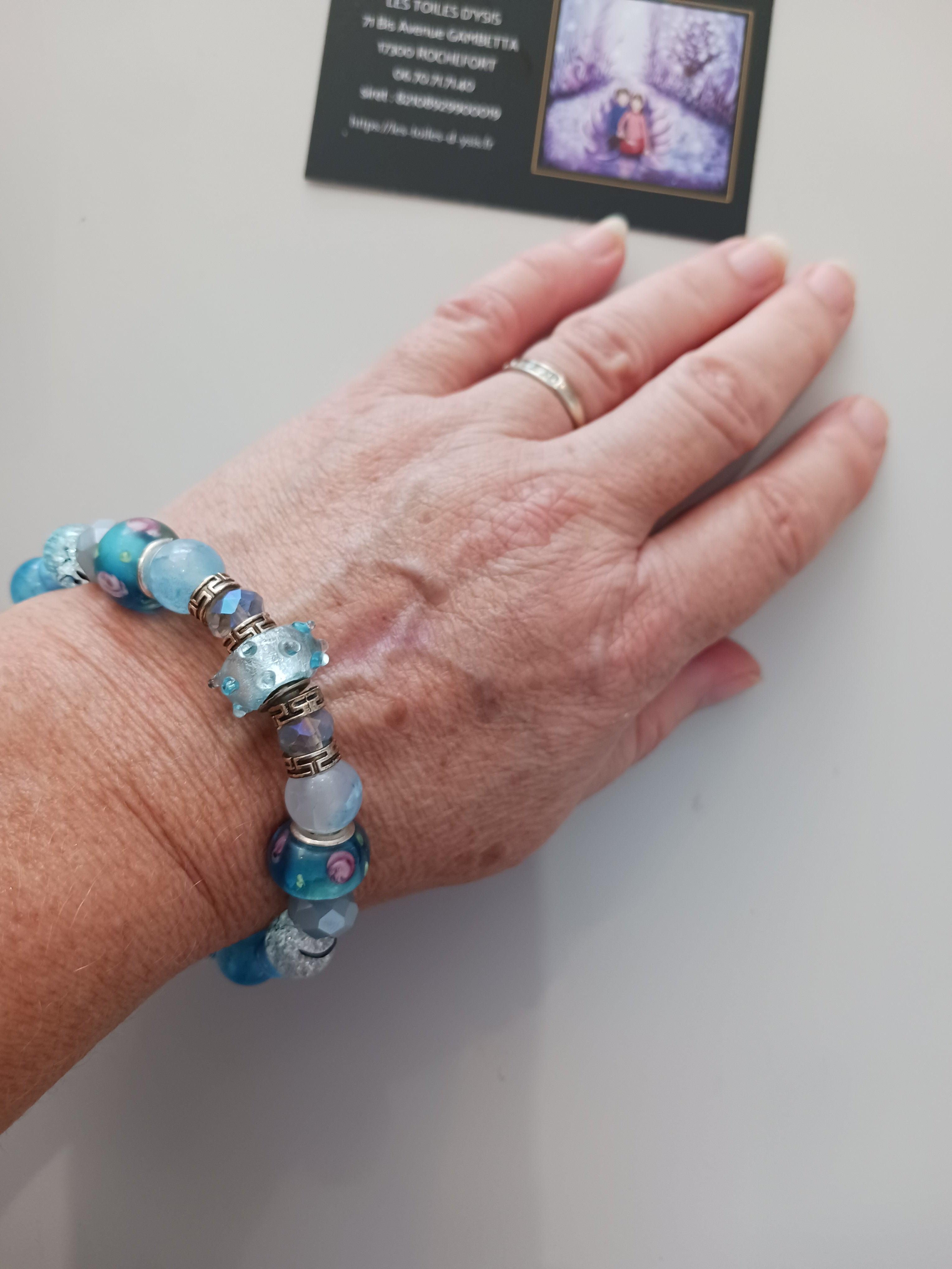 bracelet bleu perle filée jade