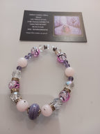 bracelet rose mauve et cristal