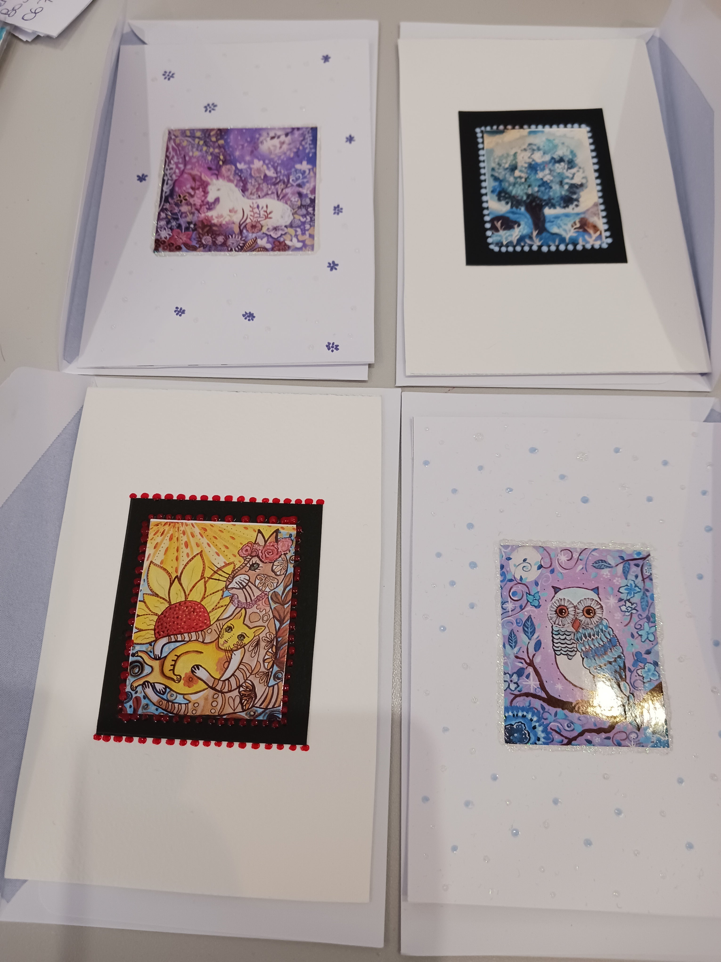 carte chats licorne arbre chouette