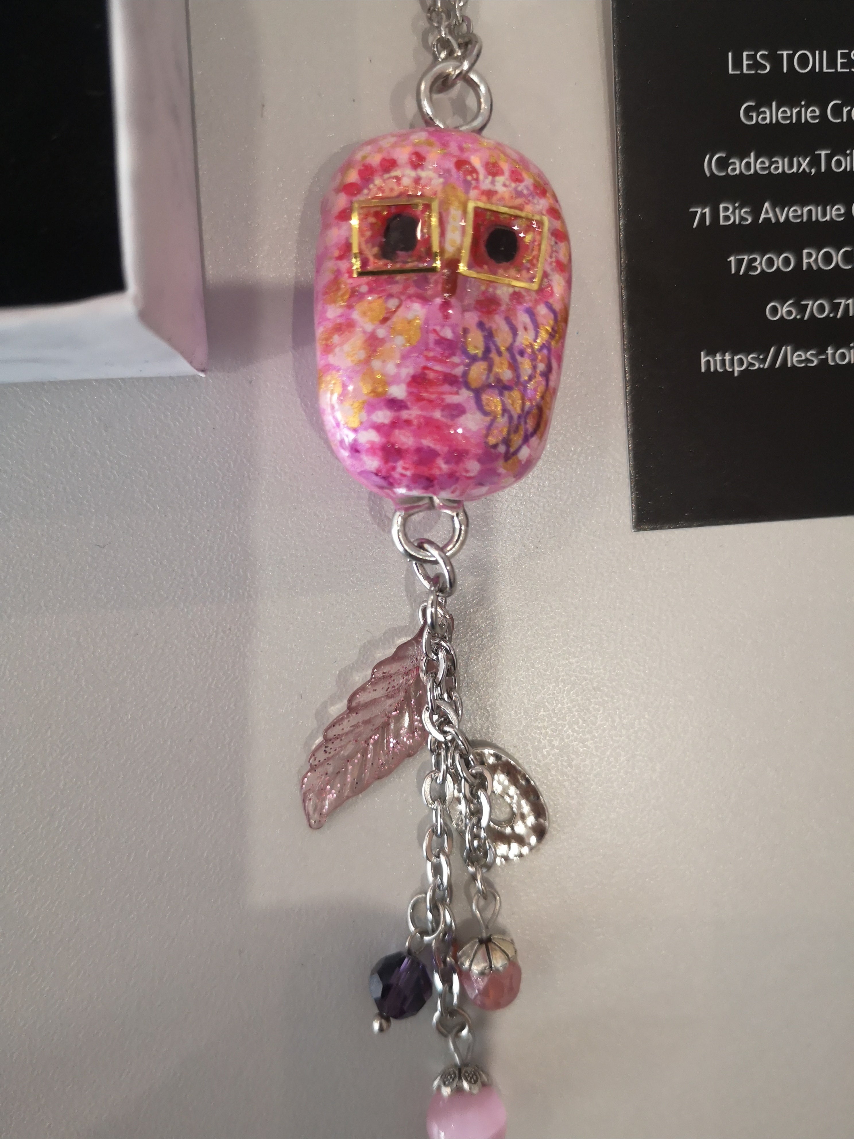 pendentif rose et or
