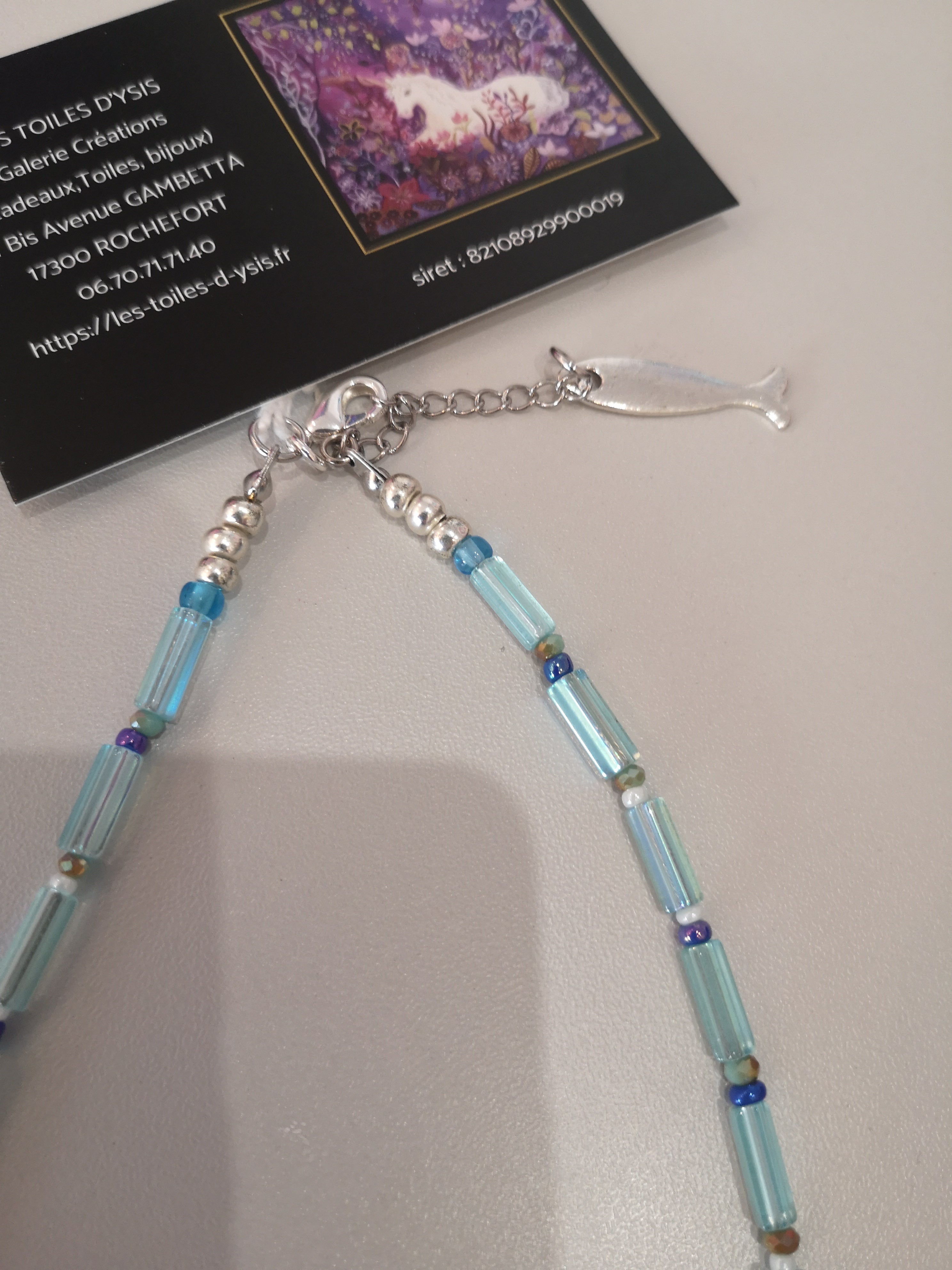 perles bleue blanche cristal