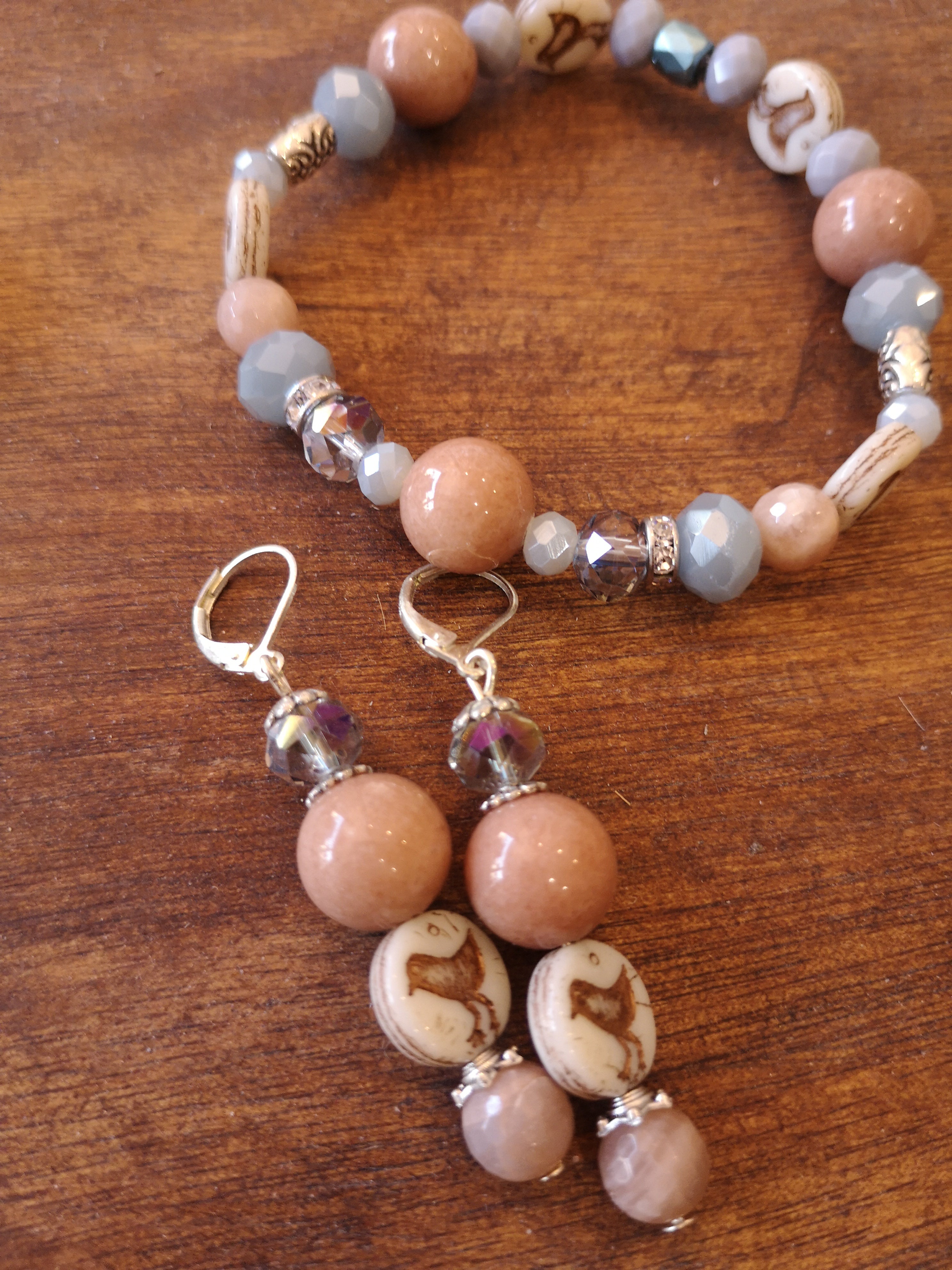 cristal agate perles oiseaux