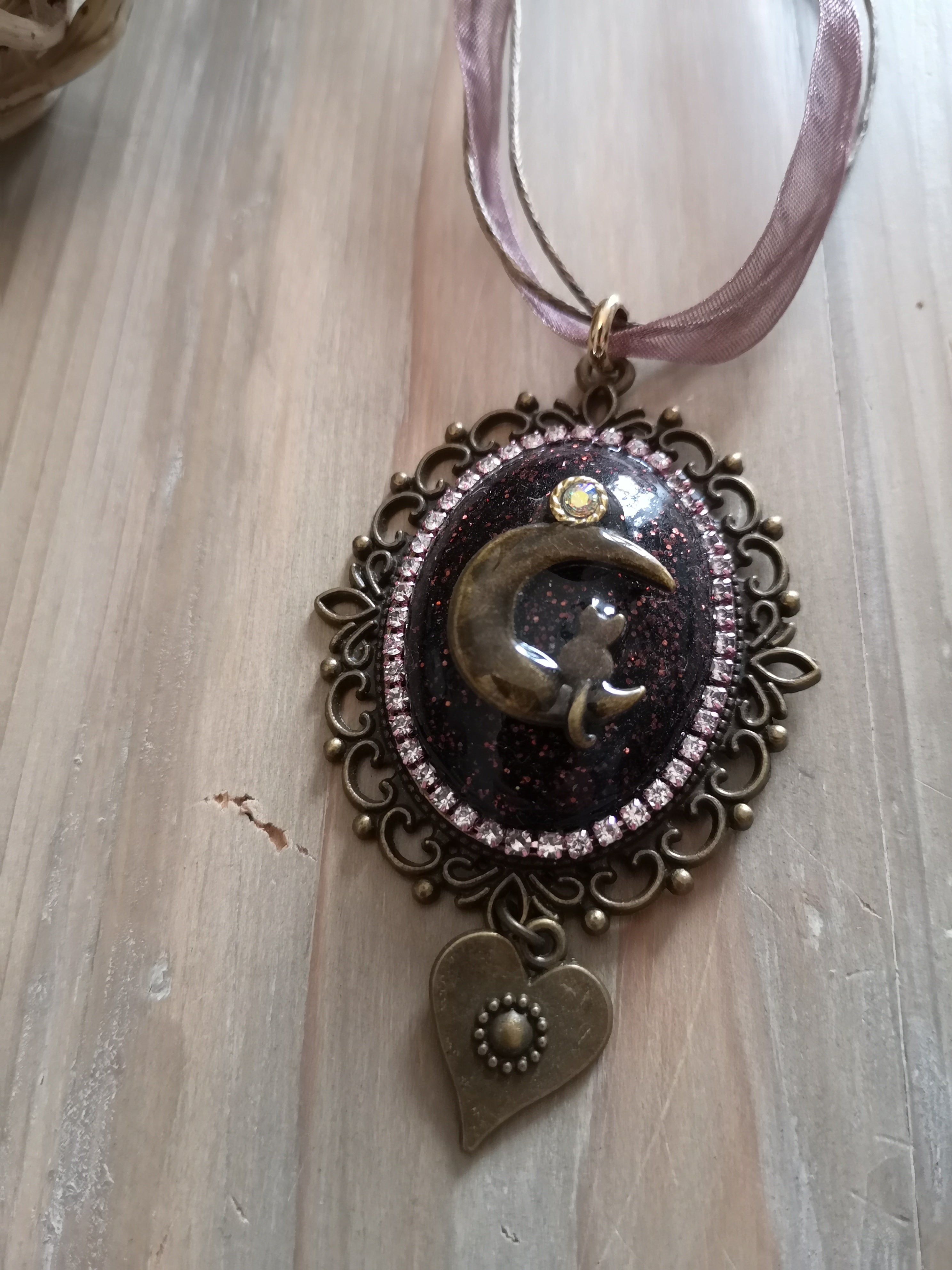 cœur bronze et collier