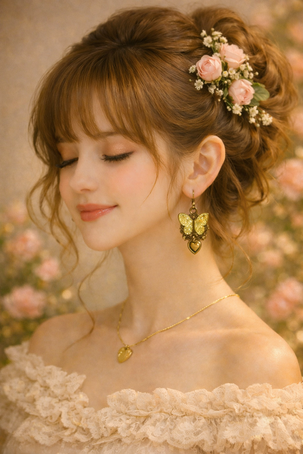 Boucles vertes petites papillons