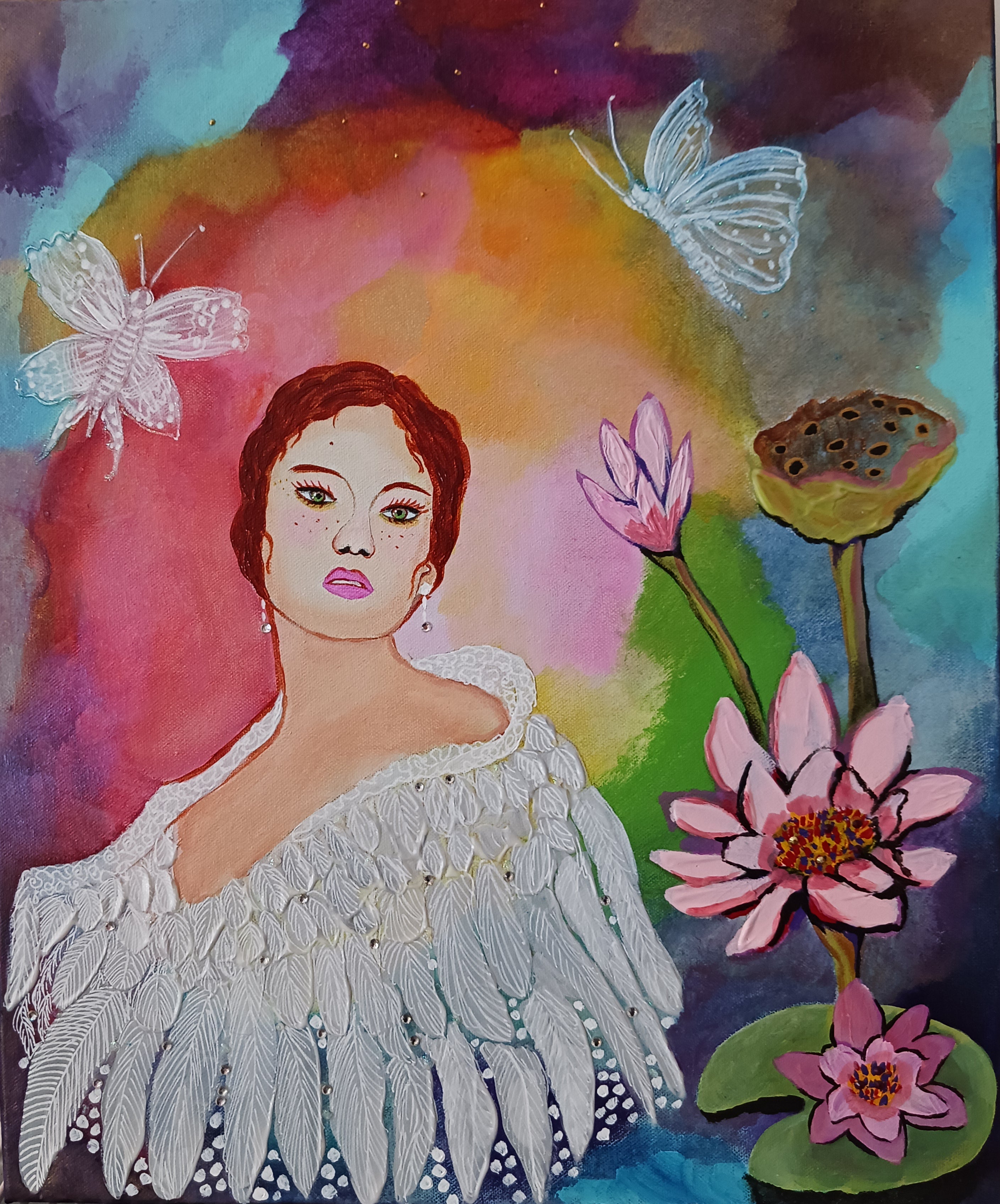 tableau ange et papillons