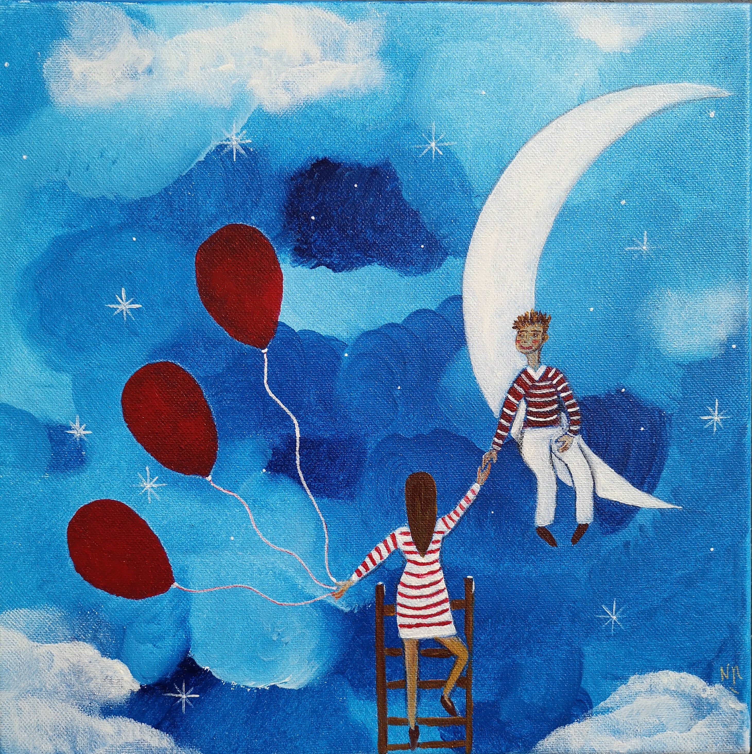 toile lune et personnages