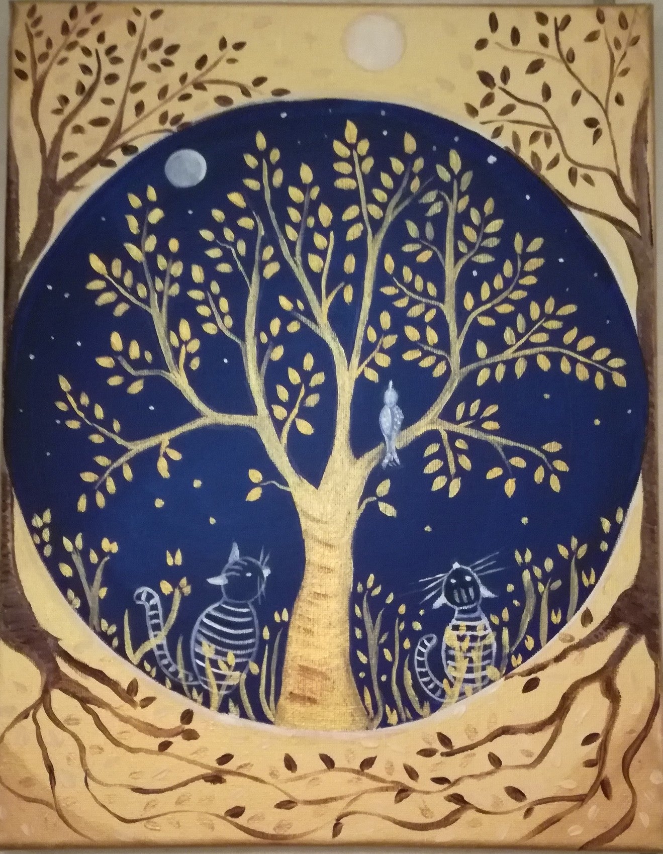 toile bleue et or