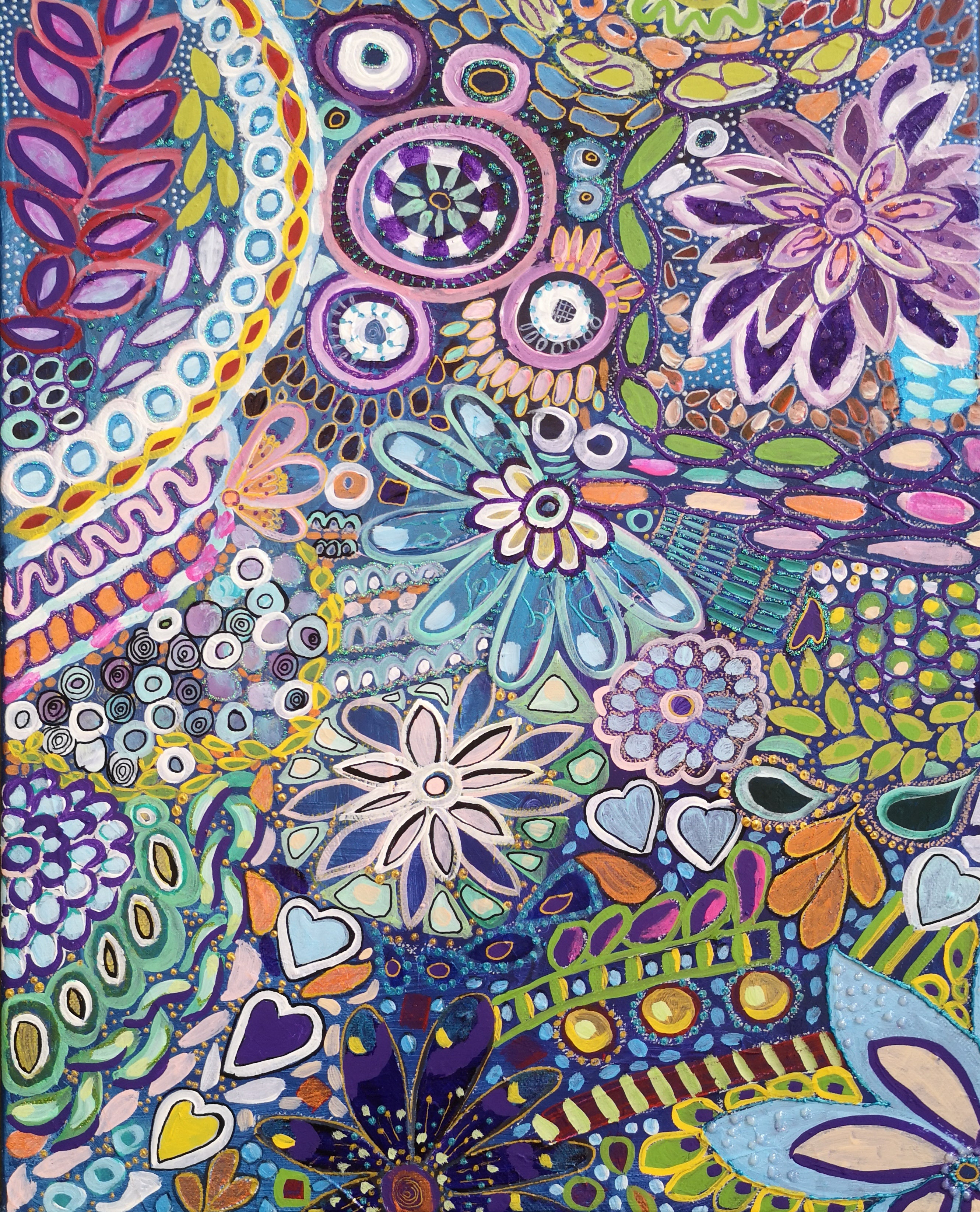 toile abstrait fleurs