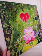 tableau rose et vert